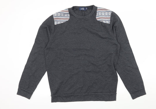 Topman Mens Blue Geometric Jersey Pullover Sweatshirt Size L