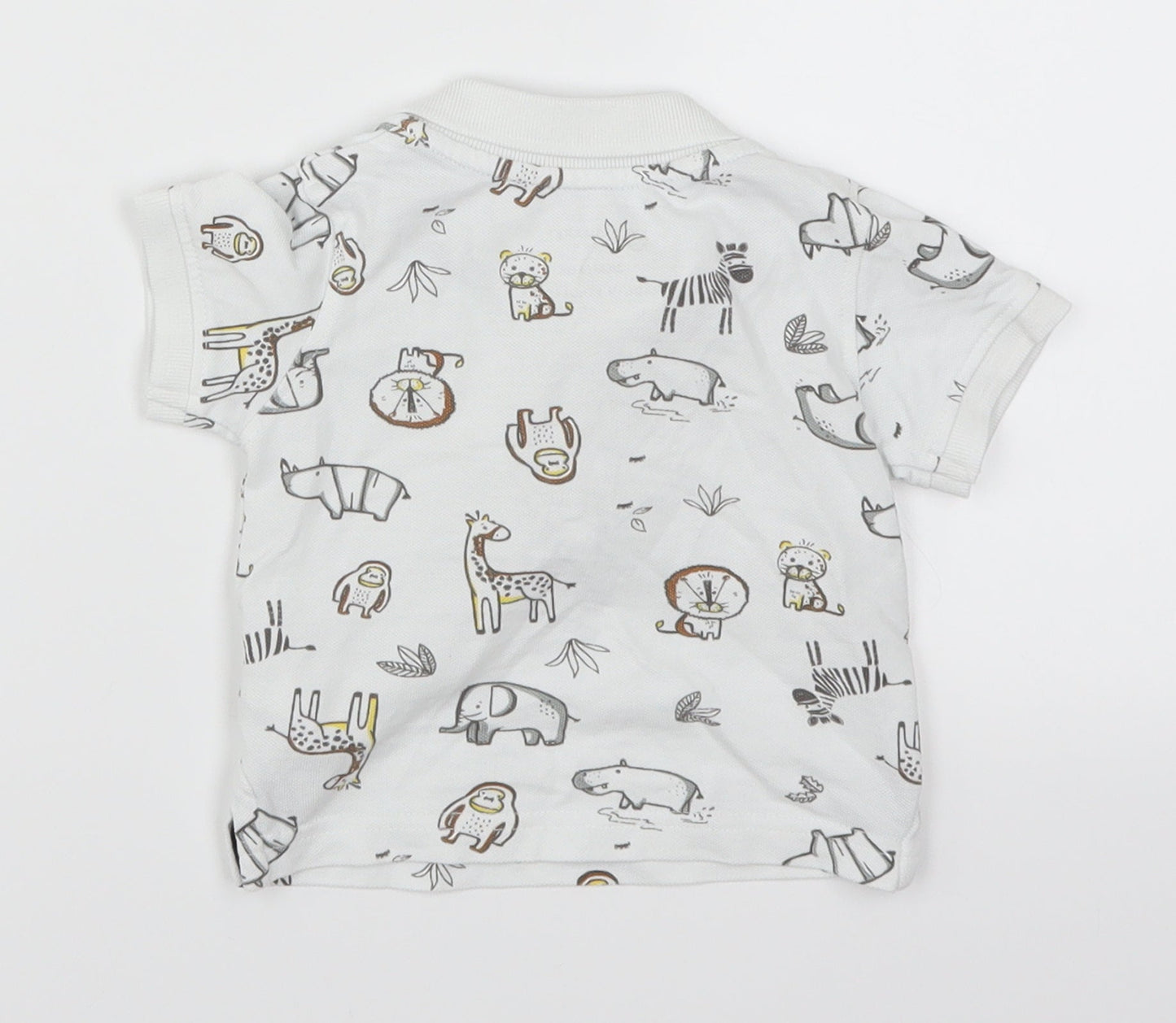 Primark Boys White Animal Print  Basic Polo Size 3-6 Months  - Animals