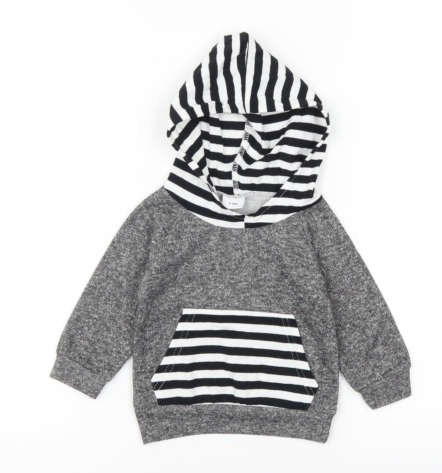 Preworn Boys Grey Striped  Basic Casual Size 3-6 Months