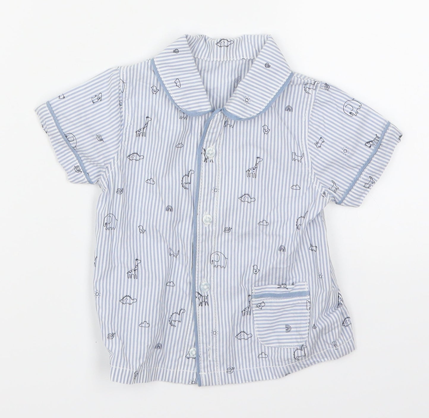 George Boys Black Striped  Basic Button-Up Size 6-9 Months  - Animals