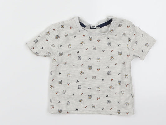 Primark Baby Grey   Basic T-Shirt Size 6-9 Months  - Cat Print