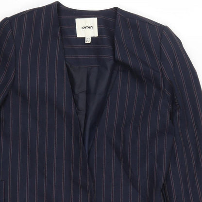 Preloved Koton Womens Blue Striped  Jacket  Size 6 - Detail