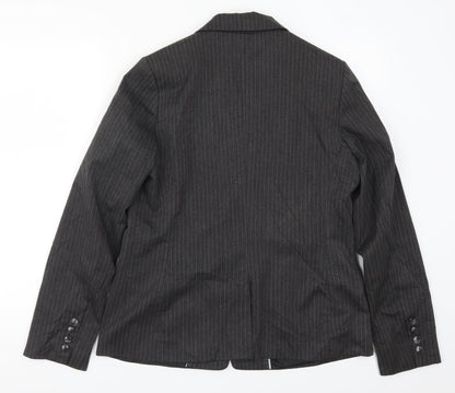 Preloved H&M Womens Grey Striped  Jacket Suit Jacket Size 8 - Back