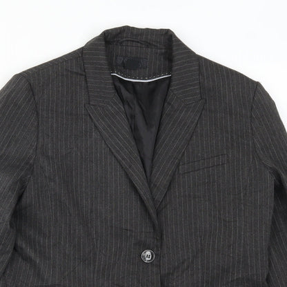 Preloved H&M Womens Grey Striped  Jacket Suit Jacket Size 8 - Detail