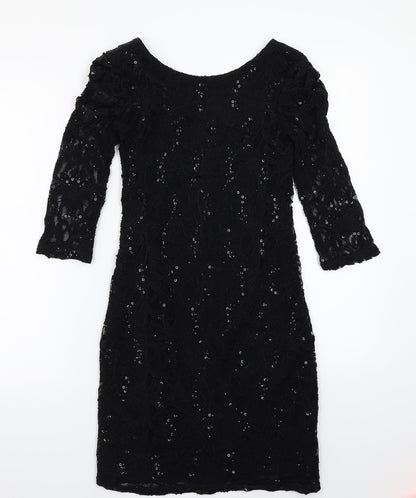 Additional front view of Evie women’s black a-line, size UK 10