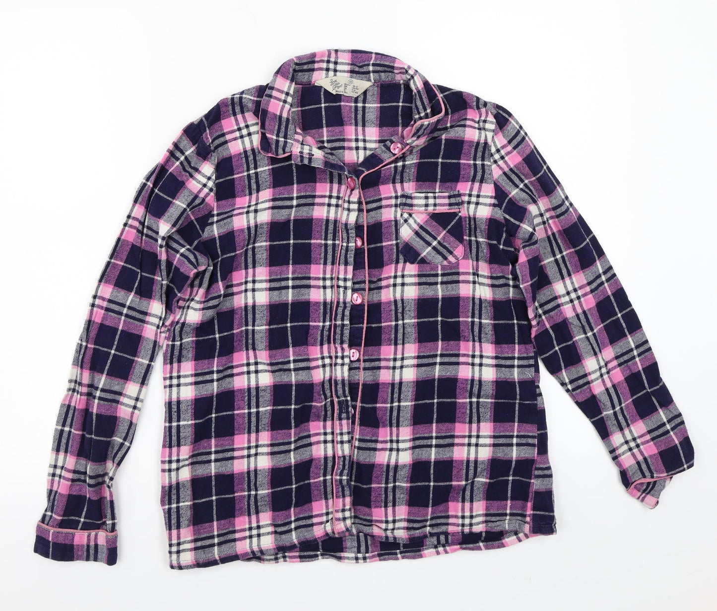 Love to lounge Womens Blue Check  Basic Button-Up Size M