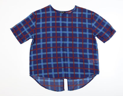 Heart and Soul Womens Blue Check  Basic Blouse Size 16
