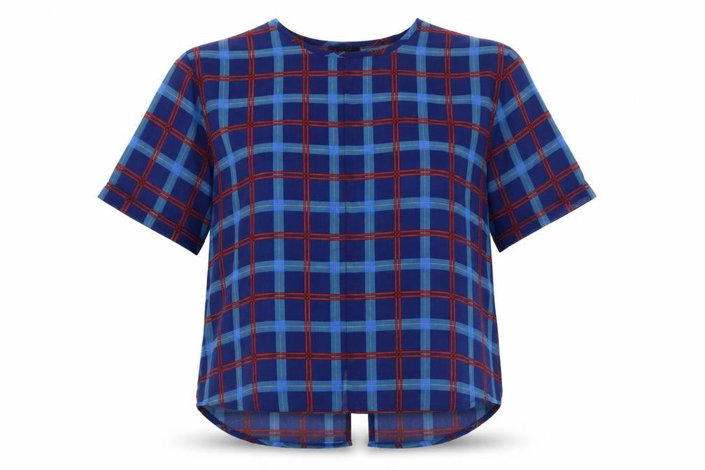 Heart and Soul Womens Blue Check  Basic Blouse Size 16