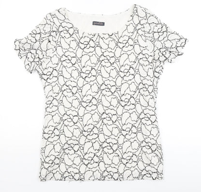 Profile Womens White Floral  Basic T-Shirt Size 10