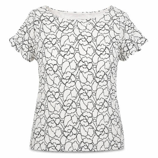 Profile Womens White Floral  Basic T-Shirt Size 10