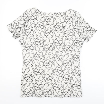 Profile Womens White Floral  Basic T-Shirt Size 10
