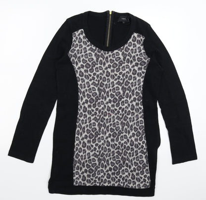 Next Womens Black Animal Print Knit Pullover Jumper Size 12