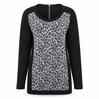 Next Womens Black Animal Print Knit Pullover Jumper Size 12