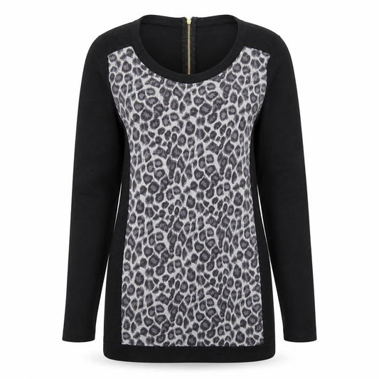 Next Womens Black Animal Print Knit Pullover Jumper Size 12