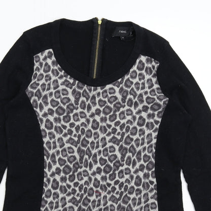 Next Womens Black Animal Print Knit Pullover Jumper Size 12