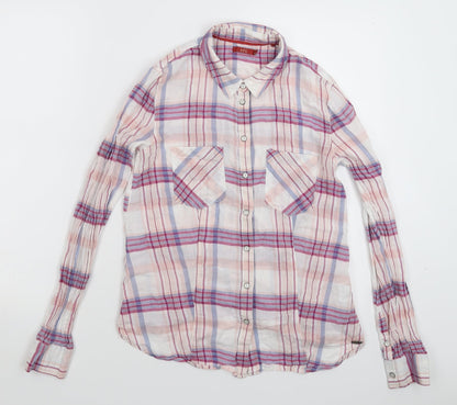 edc by Esprit Womens White Check  Basic Button-Up Size S