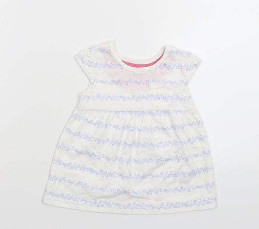 George Girls White Floral  Fit & Flare  Size 0-3 Months