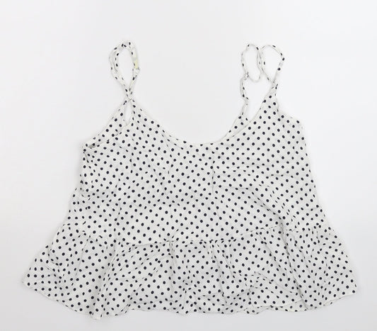 Topshop Womens White Polka Dot  Basic Tank Size 6