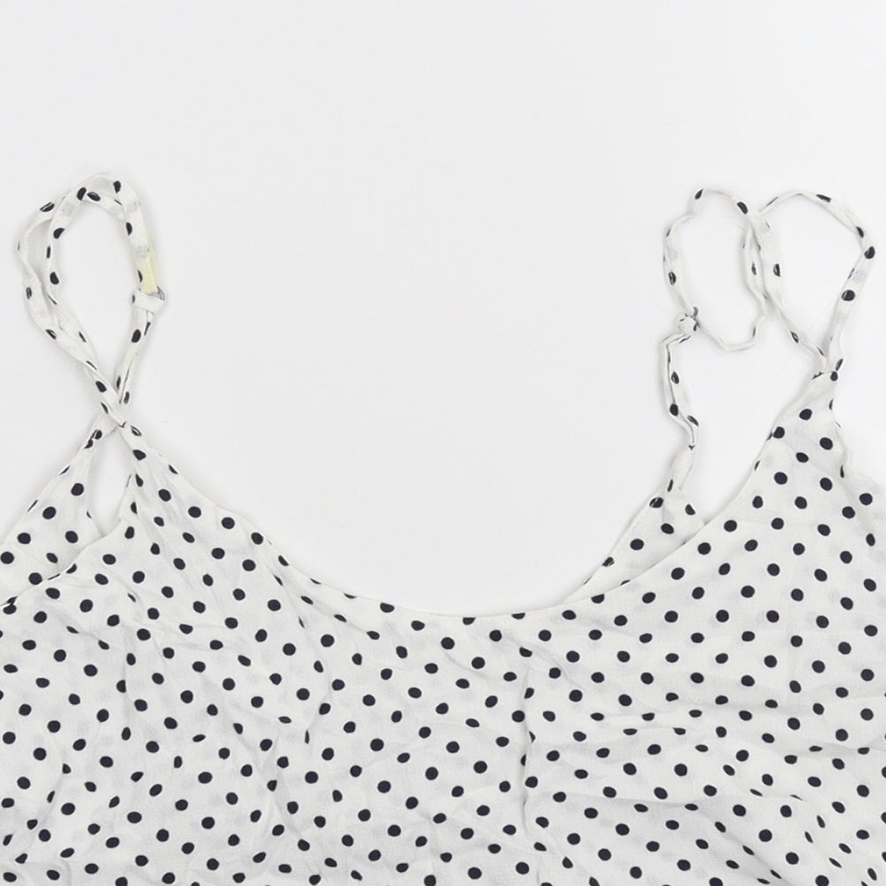 Topshop Womens White Polka Dot  Basic Tank Size 6