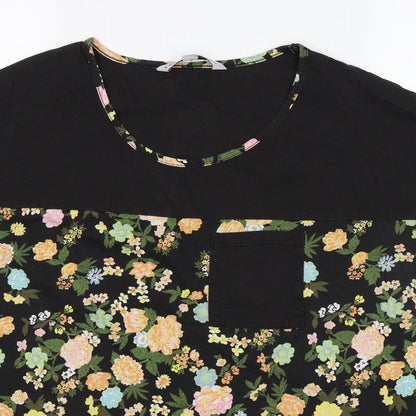 Preloved Capsule Womens Black Floral  Basic T-Shirt Size 12 - Detail