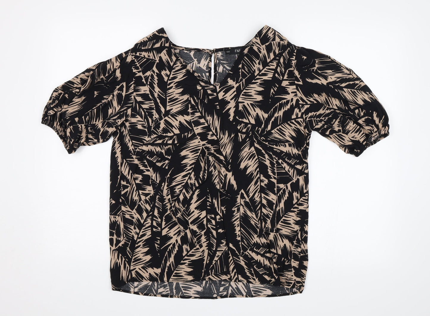 F&F Womens Black Floral  Basic Blouse Size 12