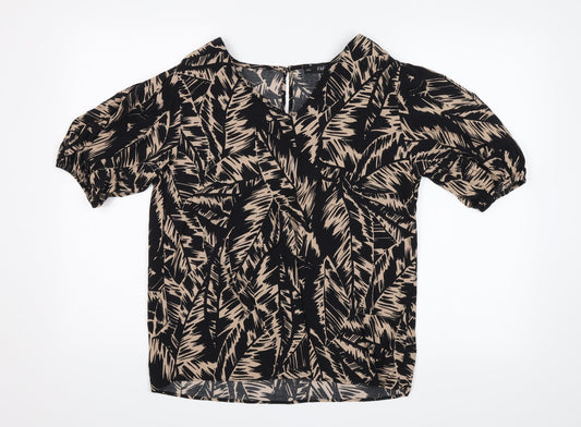 F&F Womens Black Floral  Basic Blouse Size 12