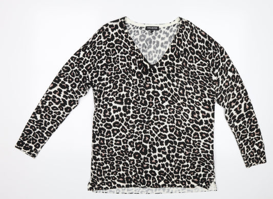 Debenhams Womens Black Animal Print  Pullover Jumper Size 10