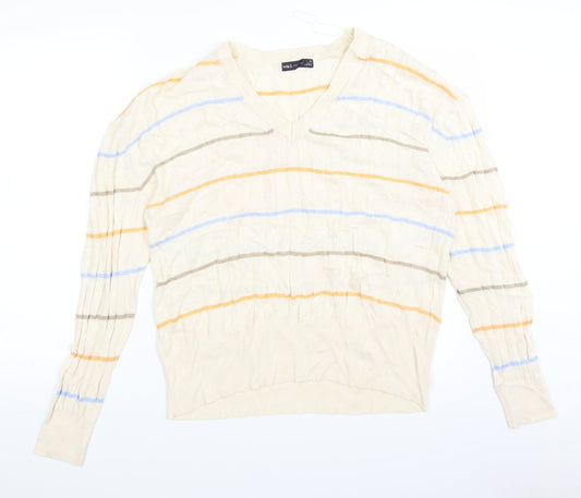 Marks and Spencer Womens Ivory Striped Knit Pullover Jumper Size XL