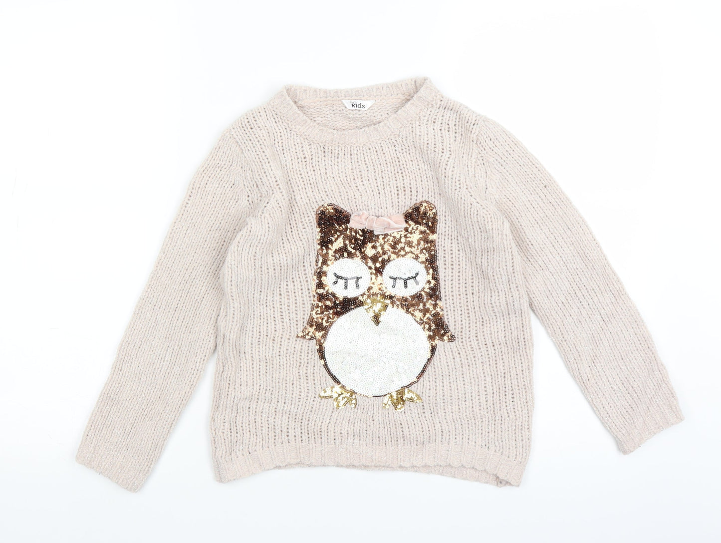 M&Co Girls Pink  Knit Pullover Jumper Size 7-8 Years  - owl