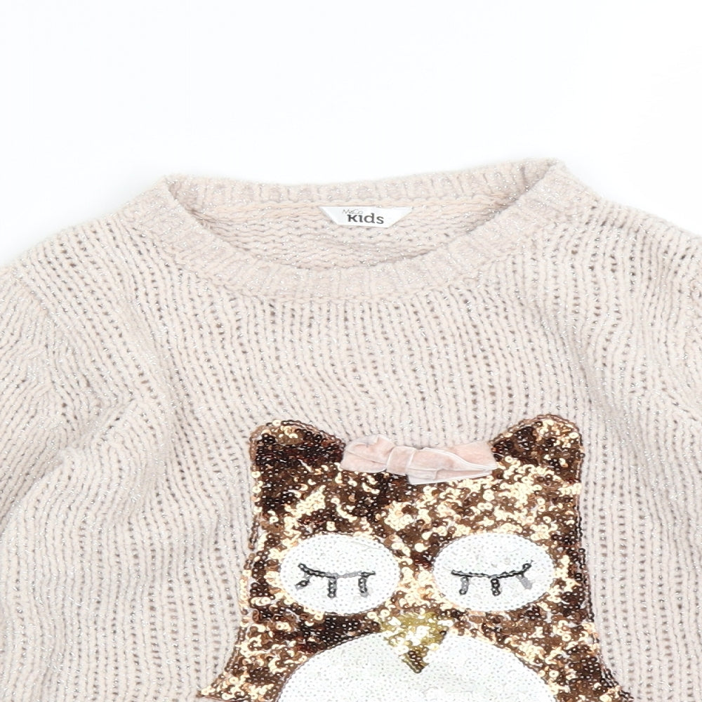 M&Co Girls Pink  Knit Pullover Jumper Size 7-8 Years  - owl