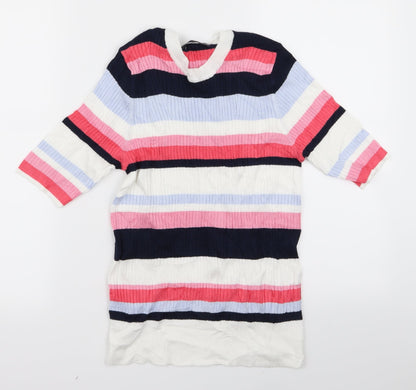 Preloved m&s Womens Multicoloured Striped  Pullover Jumper Size 10 - Front