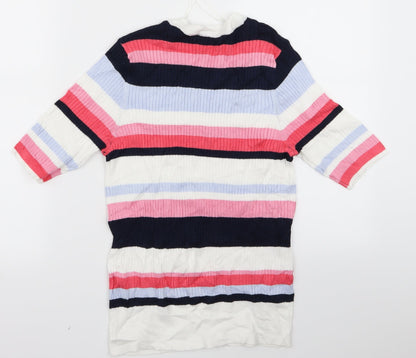 Preloved m&s Womens Multicoloured Striped  Pullover Jumper Size 10 - Back