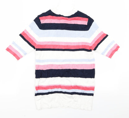 Preloved m*s Womens Multicoloured Striped  Pullover Jumper Size 12 - Back