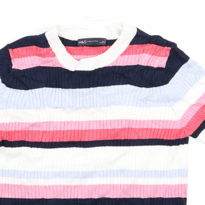 Preloved m*s Womens Multicoloured Striped  Pullover Jumper Size 12 - Detail