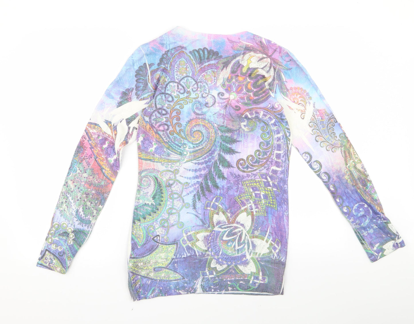 emma Womens Purple Floral  Pullover Jumper Size M