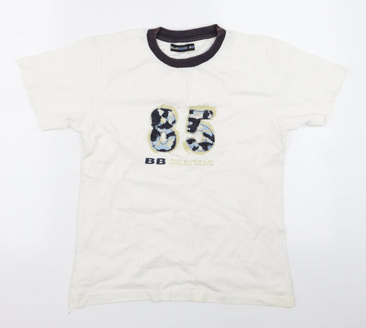 Blue Boys White   Basic T-Shirt Size 10 Years