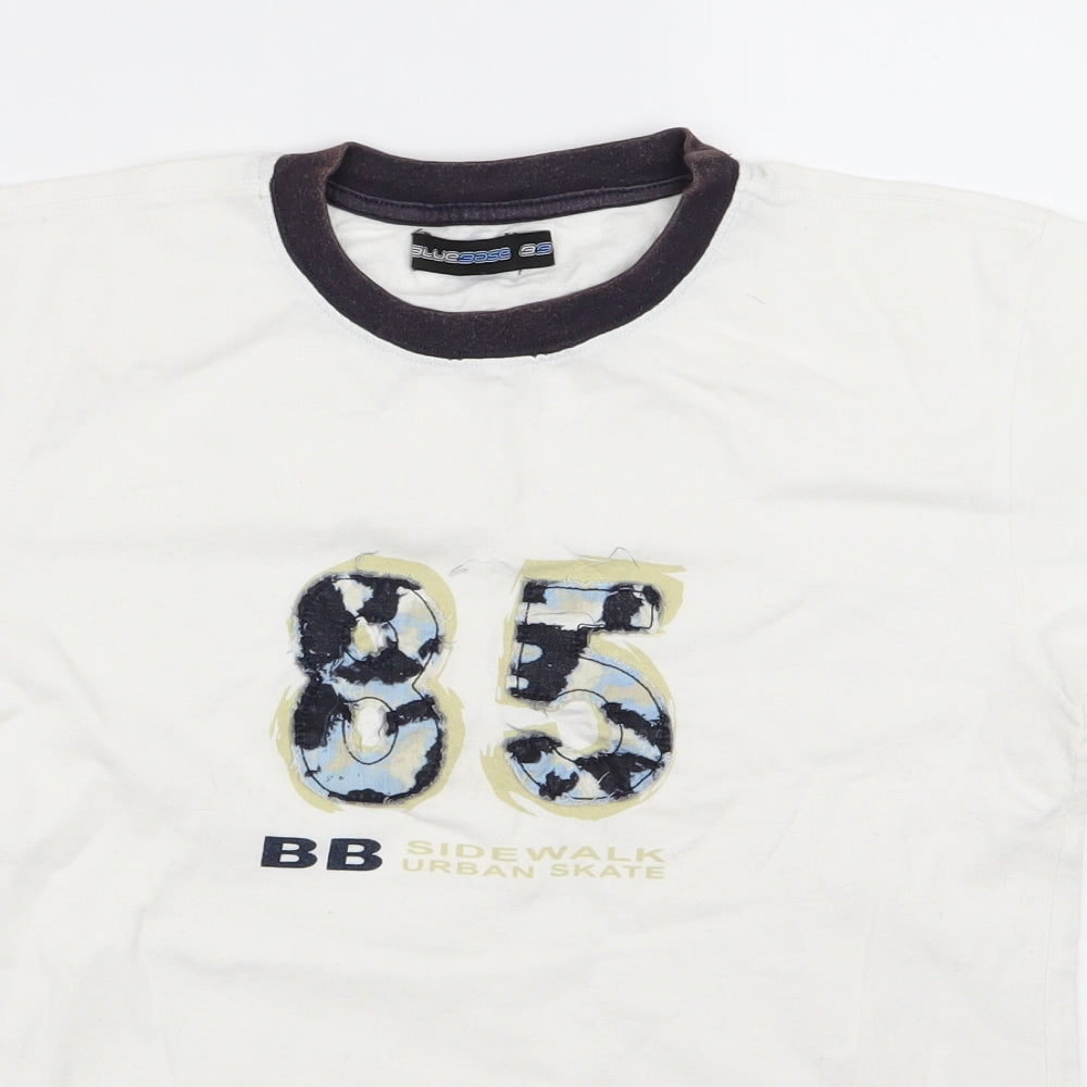 Blue Boys White   Basic T-Shirt Size 10 Years