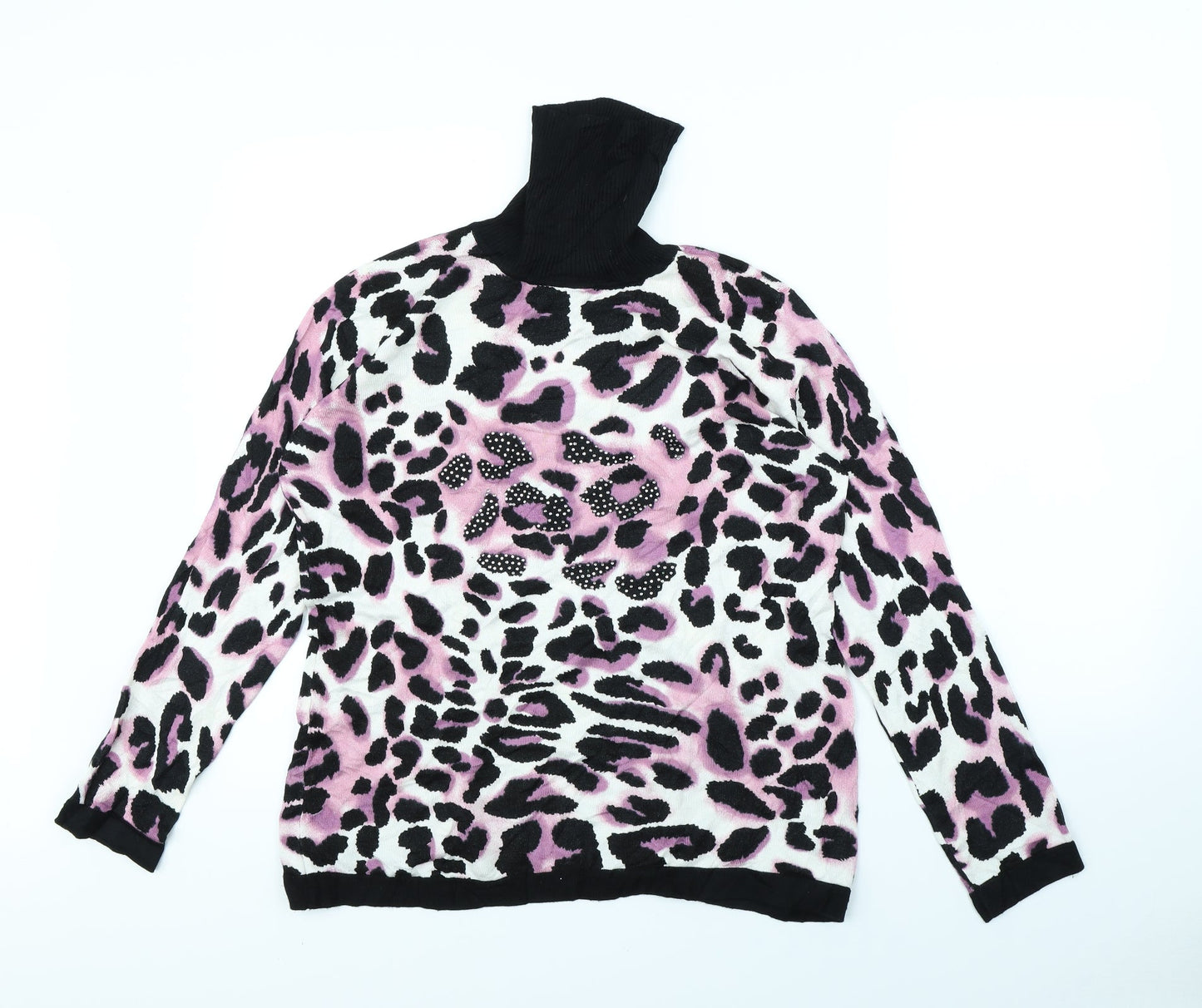 Sky Womens Pink Animal Print  Pullover Jumper Size 4