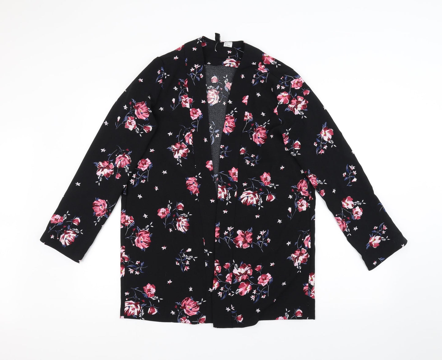 H&M Womens Black Floral  Jacket Coatigan Size S