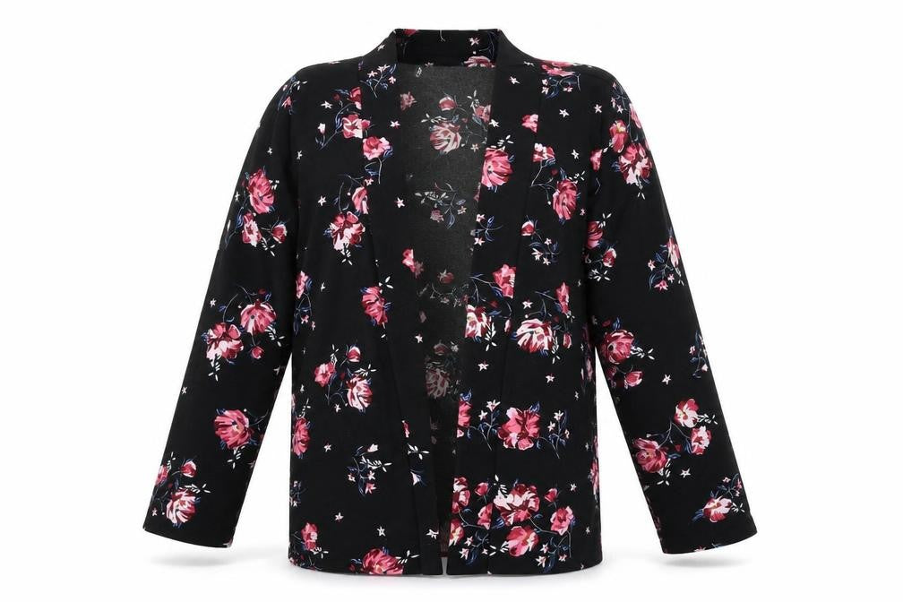H&M Womens Black Floral  Jacket Coatigan Size S