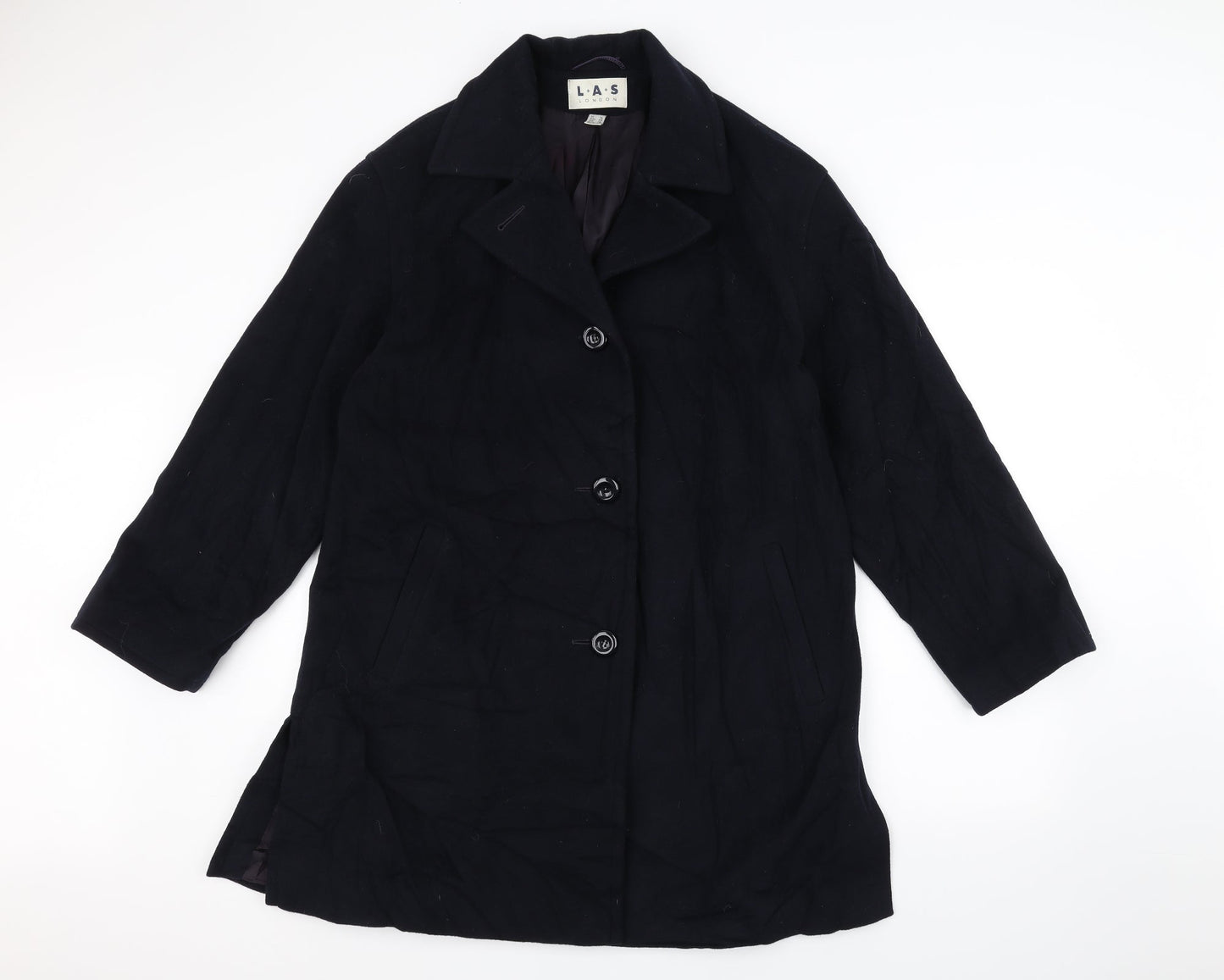 L.A.S Womens Blue   Overcoat Coat Size 14