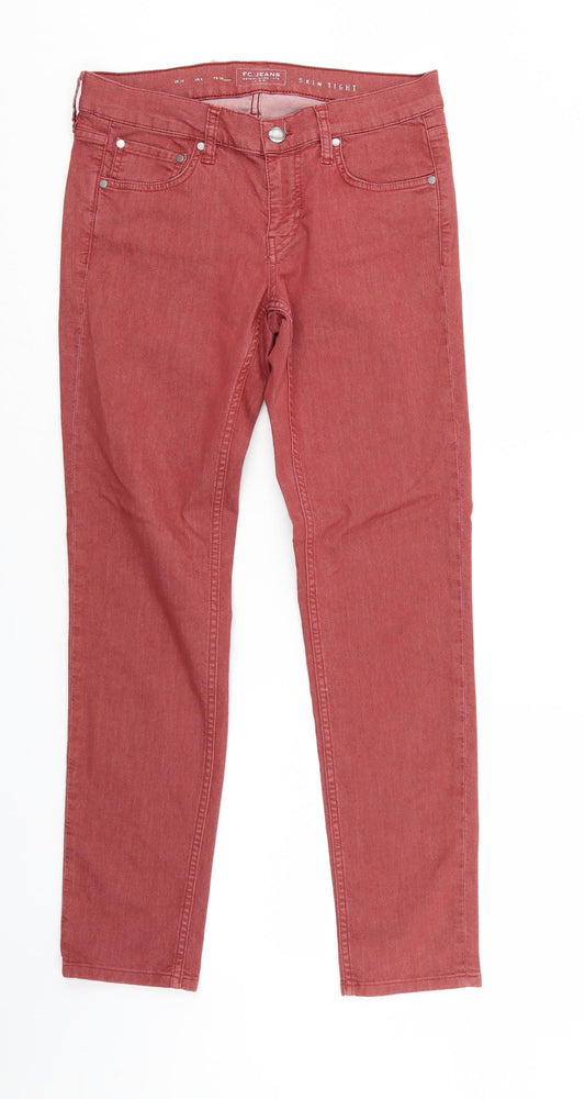 FC jeANS Womens Red  Denim Skinny Jeans Size 10 L29 in