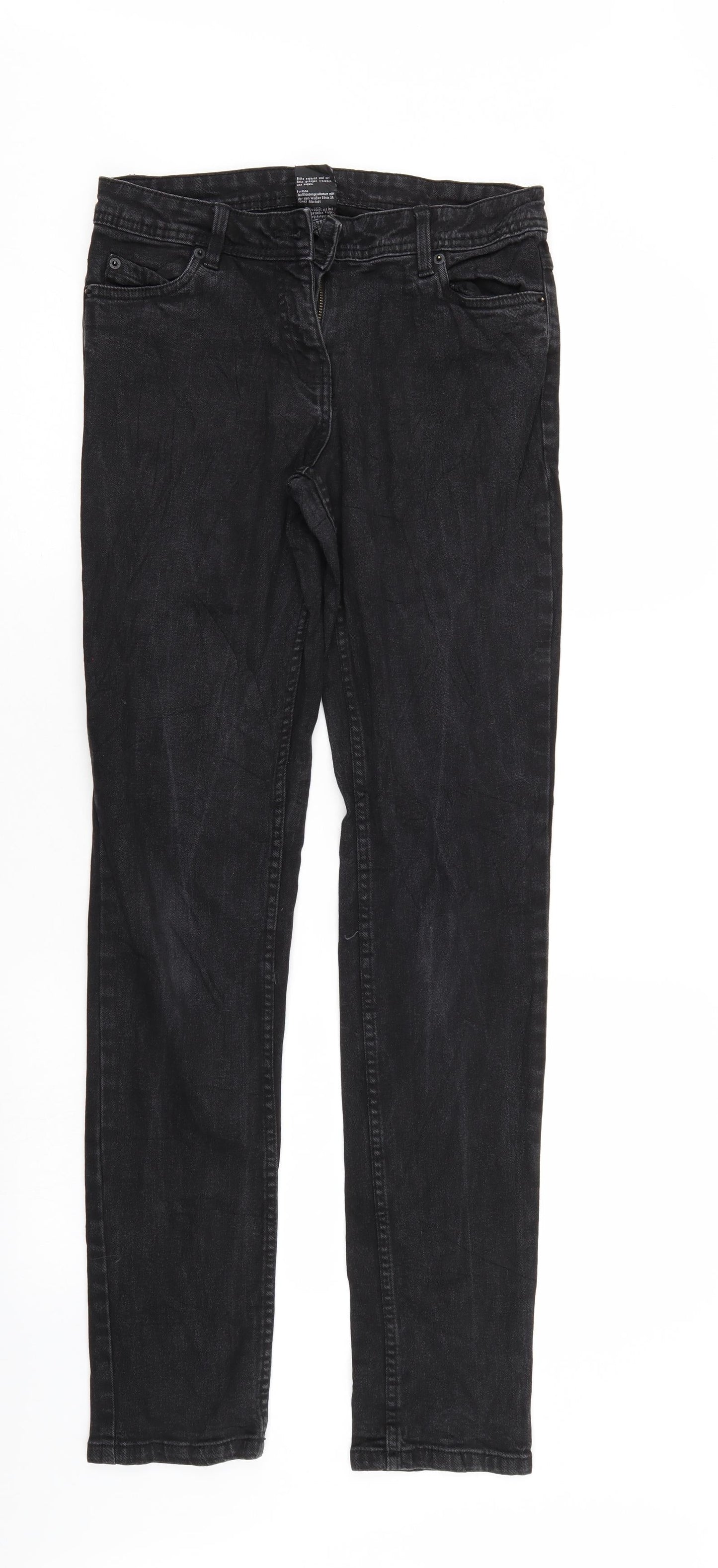 Up Fashion Womens Black  Denim Straight Jeans Size 8 L32 in