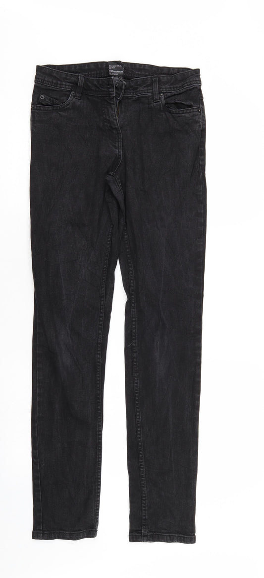 Up Fashion Womens Black  Denim Straight Jeans Size 8 L32 in