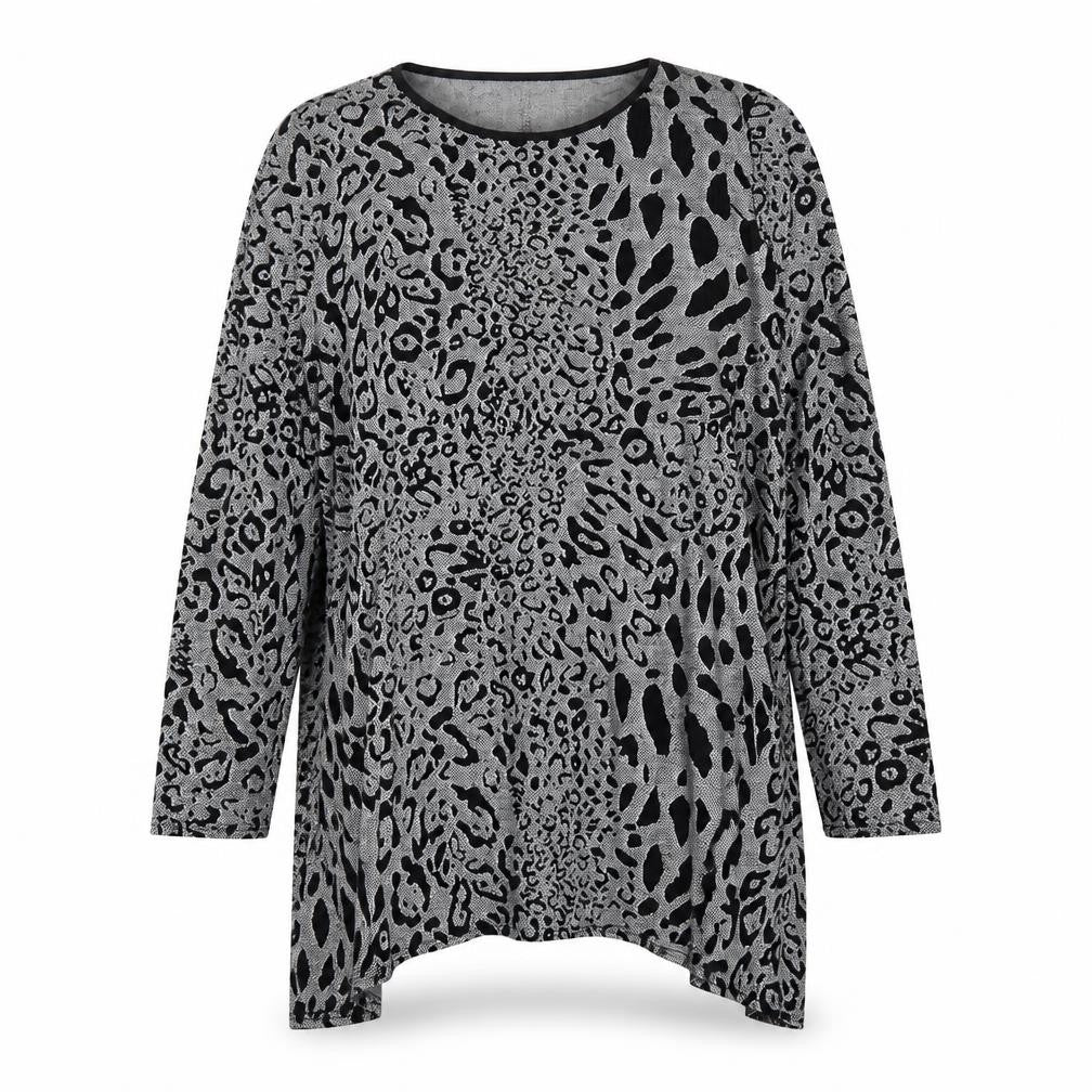 KDK London Womens Grey Animal Print  Pullover Jumper Size L