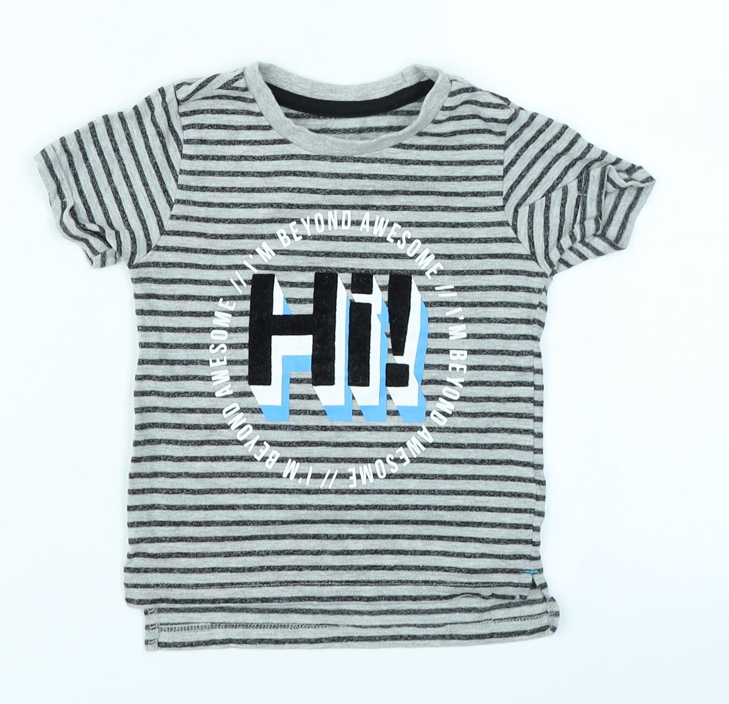 Grey Boys Grey Striped  Basic T-Shirt Size 9-12 Months