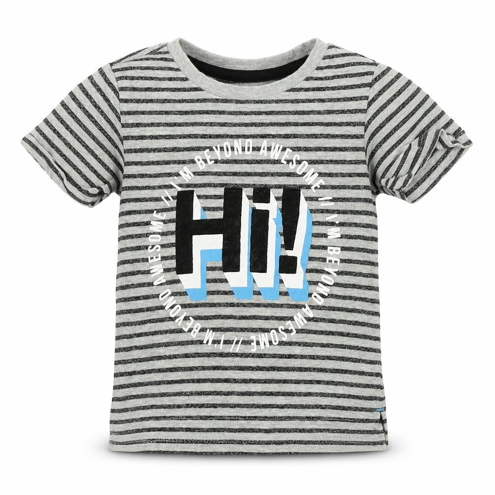 Grey Boys Grey Striped  Basic T-Shirt Size 9-12 Months