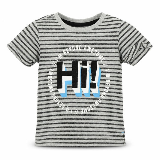 Grey Boys Grey Striped  Basic T-Shirt Size 9-12 Months