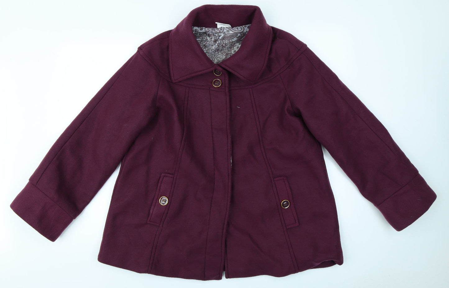 Anne De Lancay Womens Purple   Overcoat Coat Size 10