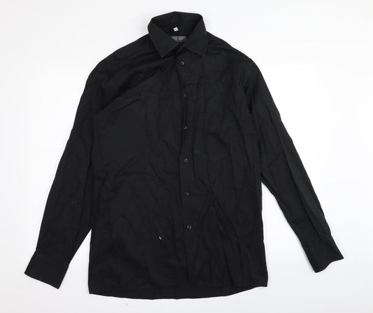 Cosma Mens Black Striped   Dress Shirt Size 40